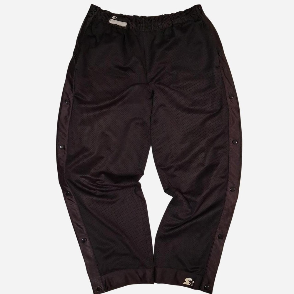 Mens Vintage 90s Black Starter track pants full button tear away